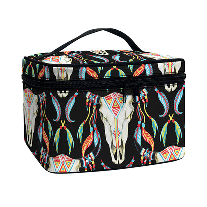 Native Buffalo Pattern Print Travel Makeup Bag