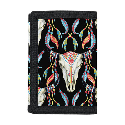 Native Buffalo Pattern Print Trifold Wallet