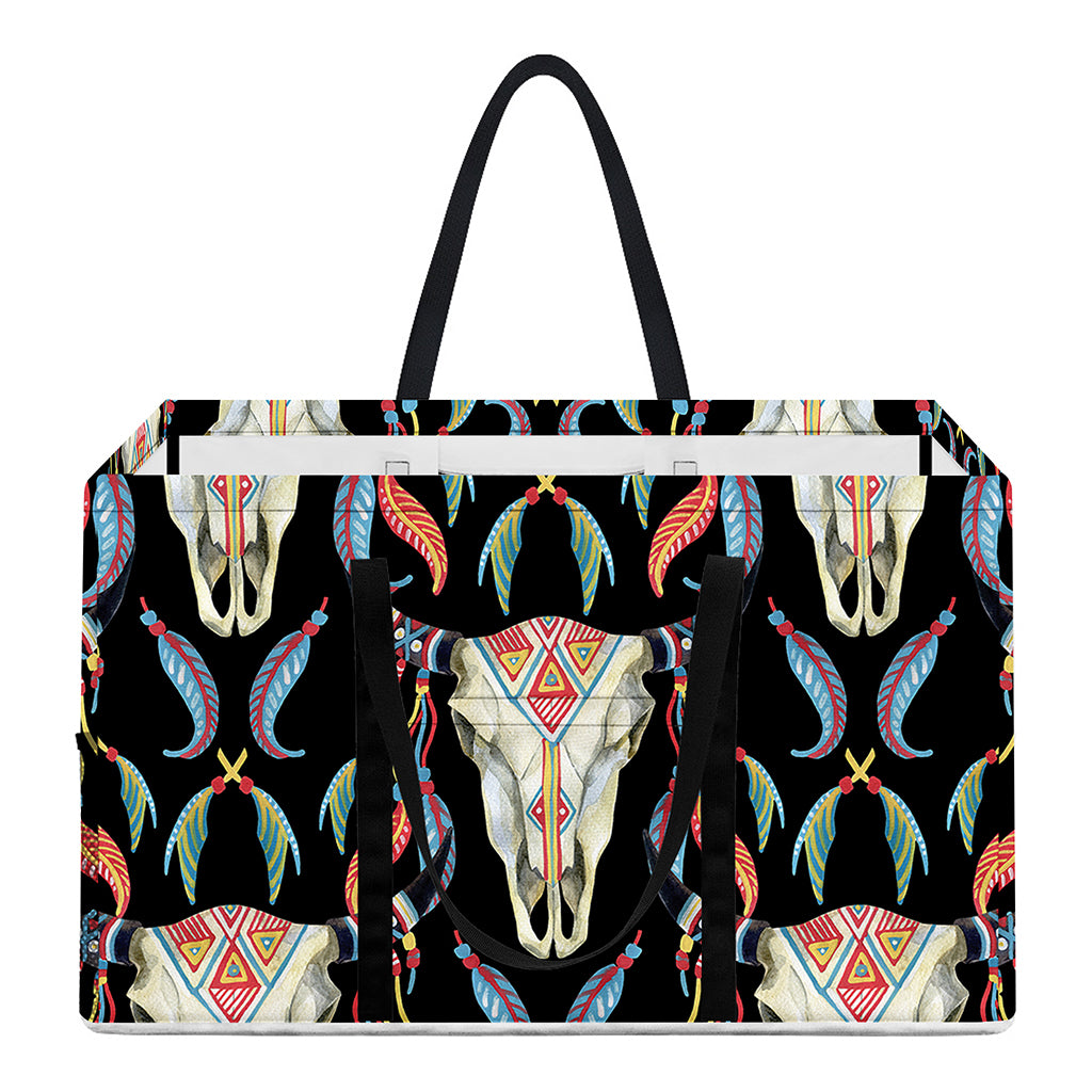 Native Buffalo Pattern Print Utility Tote Bag