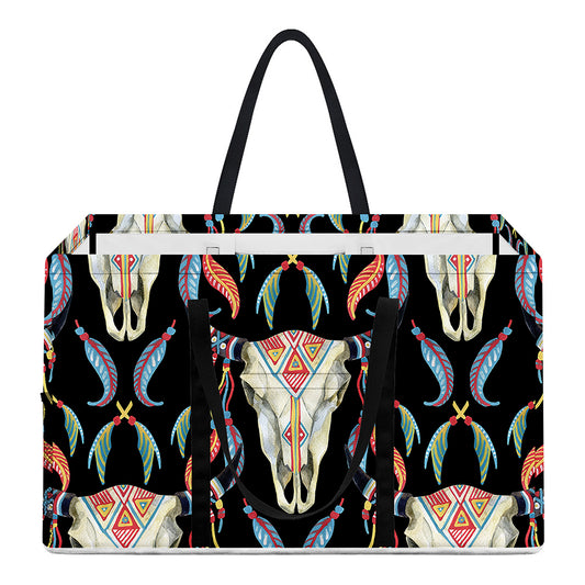 Native Buffalo Pattern Print Utility Tote Bag