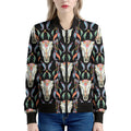 Native Buffalo Pattern Print Women's Bomber Jacket