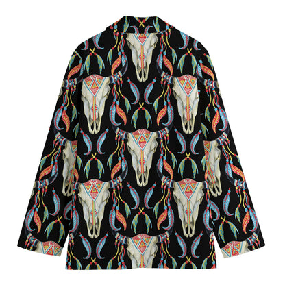 Native Buffalo Pattern Print Women's Cotton Blazer