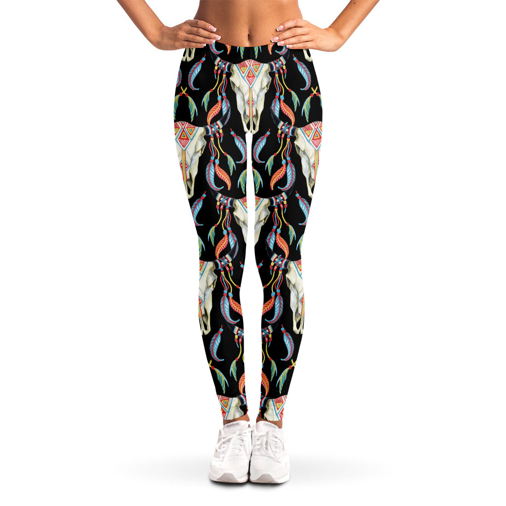 Native Buffalo Pattern Print Women's Leggings