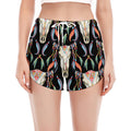 Native Buffalo Pattern Print Women's Split Running Shorts