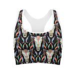Native Buffalo Pattern Print Women's Sports Bra