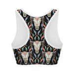 Native Buffalo Pattern Print Women's Sports Bra