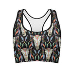 Native Buffalo Pattern Print Women's Sports Bra