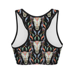 Native Buffalo Pattern Print Women's Sports Bra