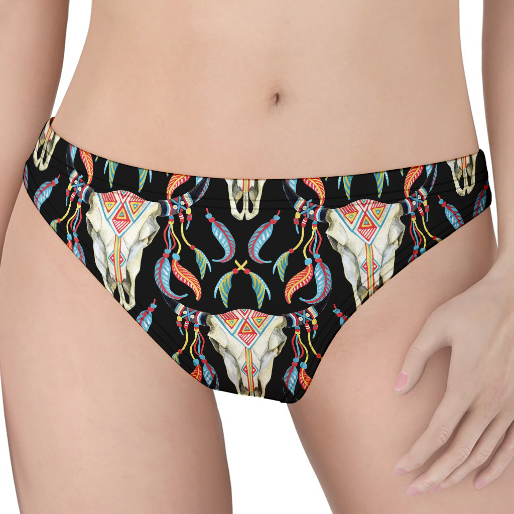 Native Buffalo Pattern Print Women's Thong