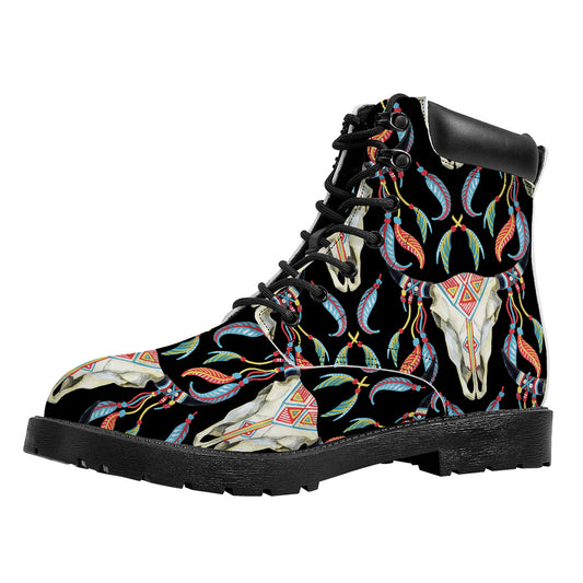 Native Buffalo Pattern Print Work Boots