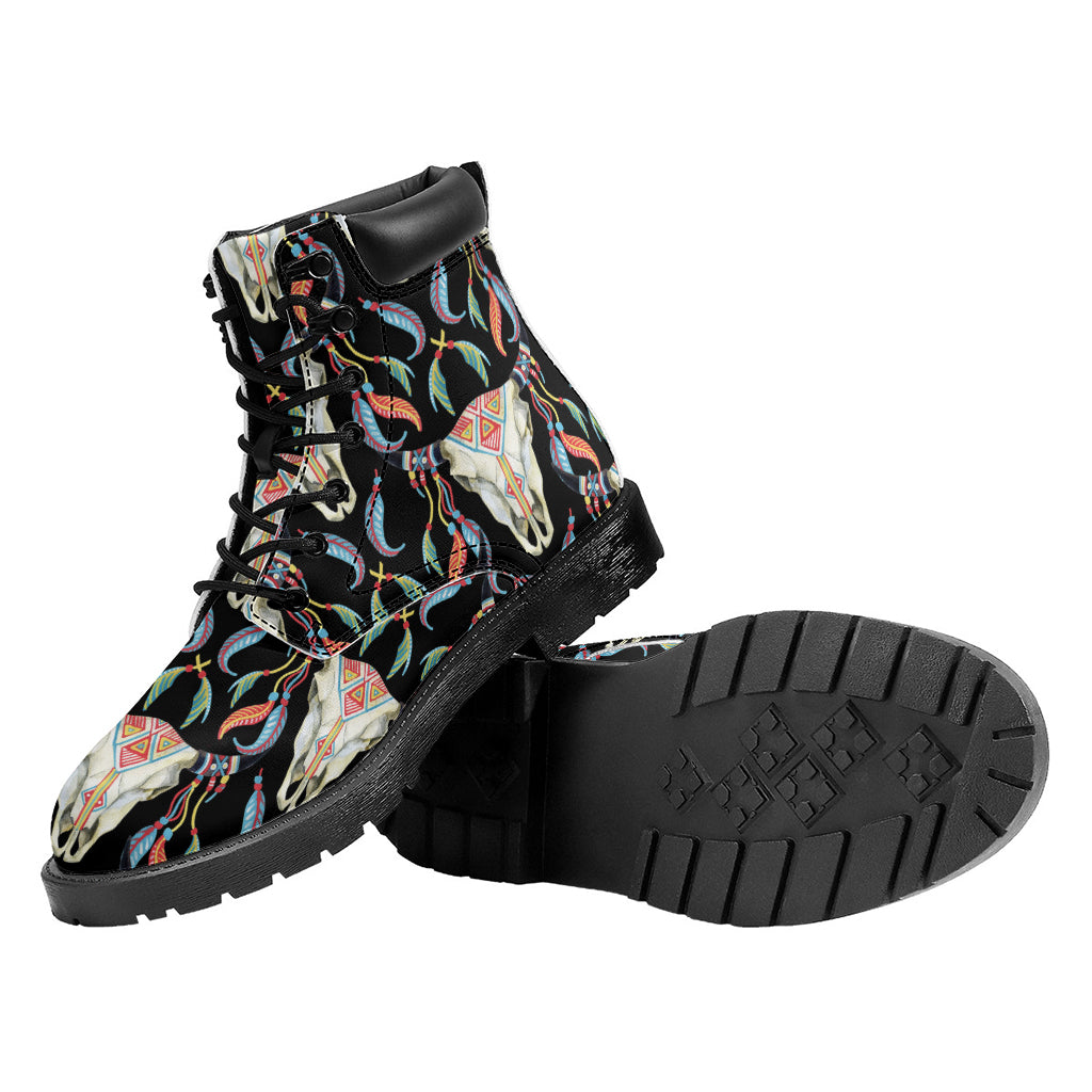 Native Buffalo Pattern Print Work Boots