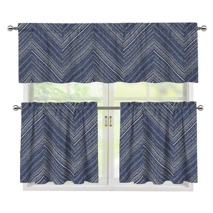 Native Denim Jeans Pattern Print 3 Piece Kitchen Curtains