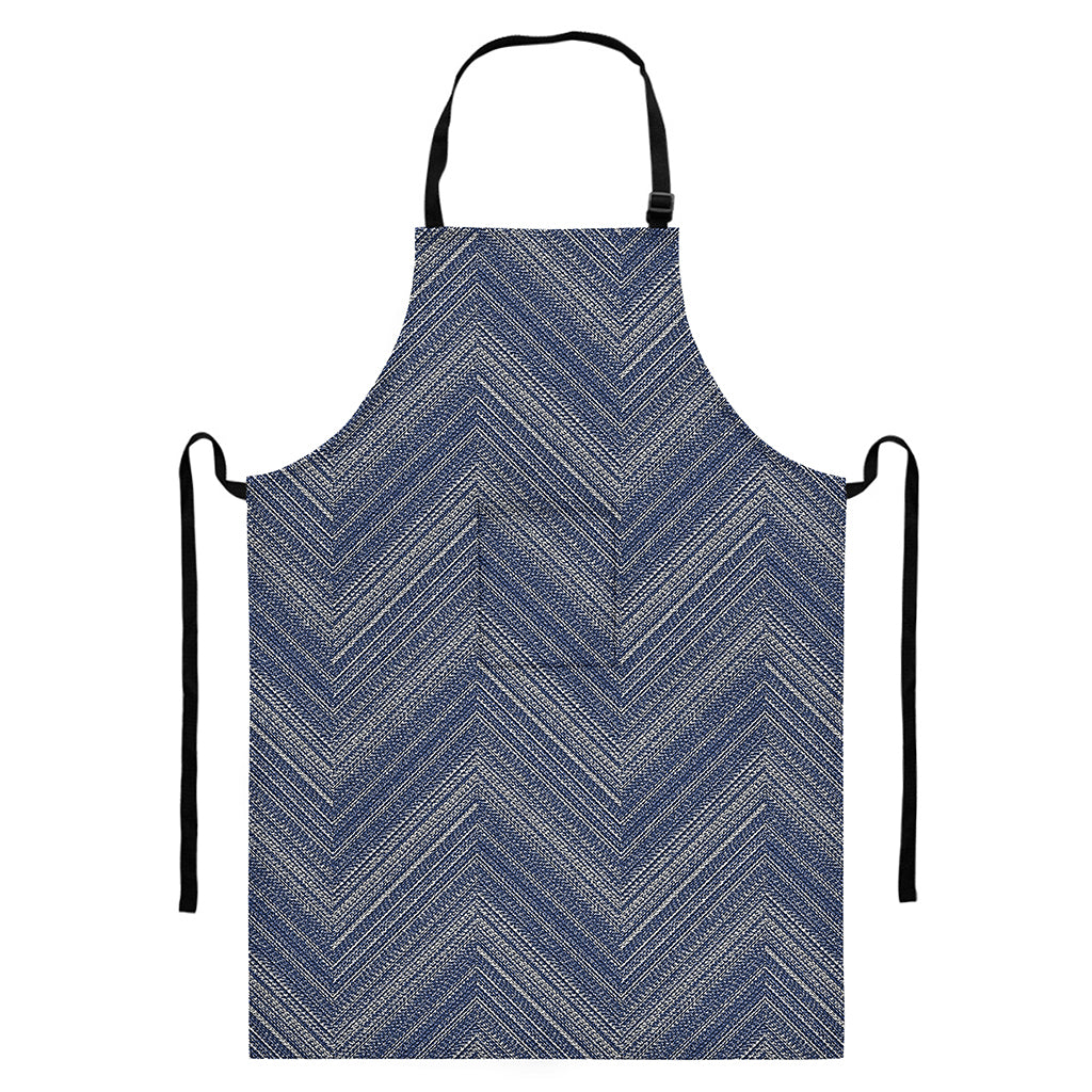 Native Denim Jeans Pattern Print Bib Apron With Pocket