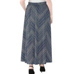 Native Denim Jeans Pattern Print Chiffon Maxi Skirt