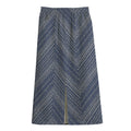Native Denim Jeans Pattern Print Cotton Front Slit Maxi Skirt
