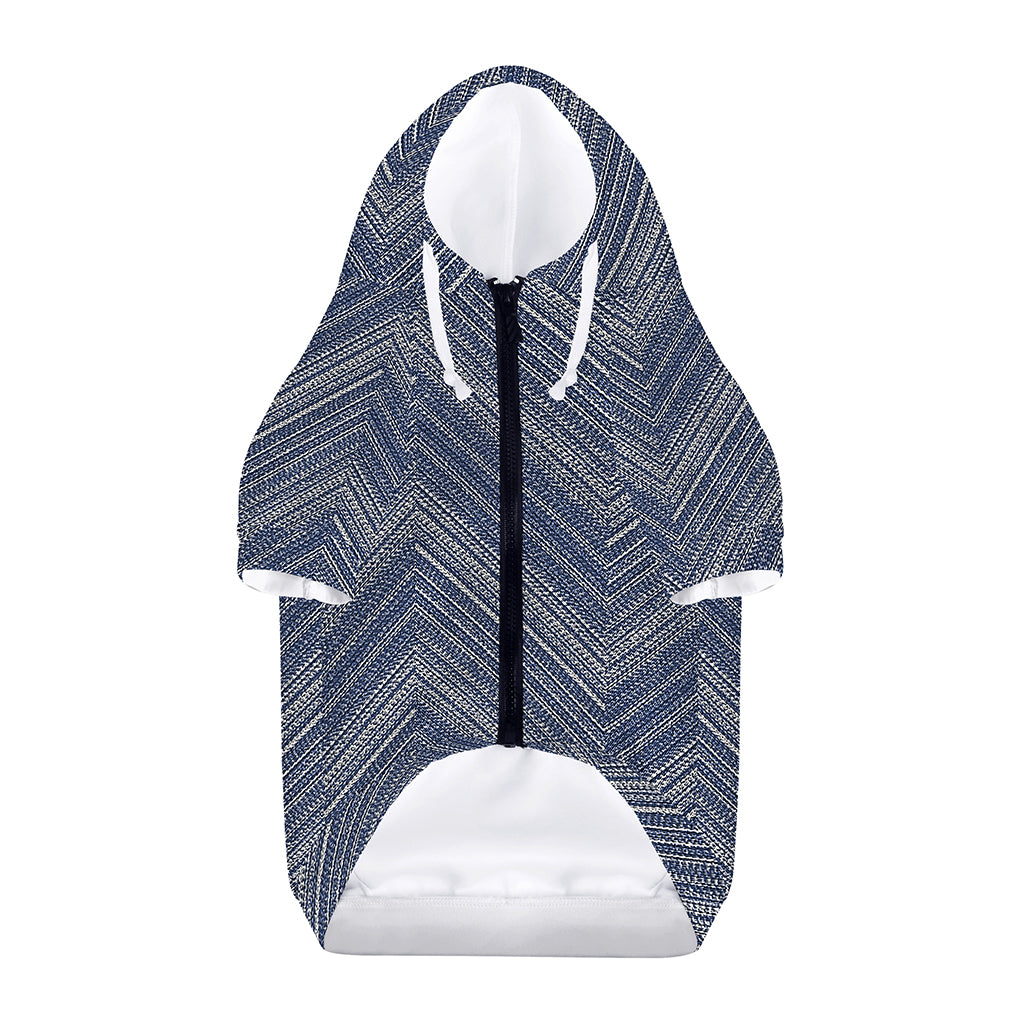 Native Denim Jeans Pattern Print Dog Zip Up Hoodie