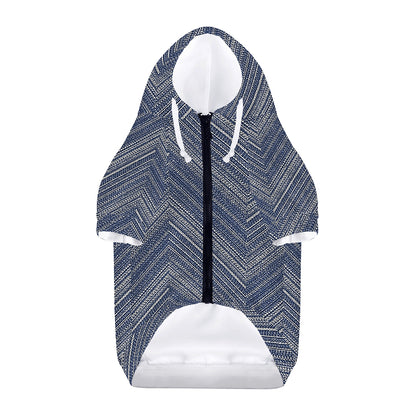 Native Denim Jeans Pattern Print Dog Zip Up Hoodie