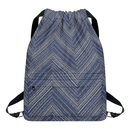 Native Denim Jeans Pattern Print Drawstring Backpack