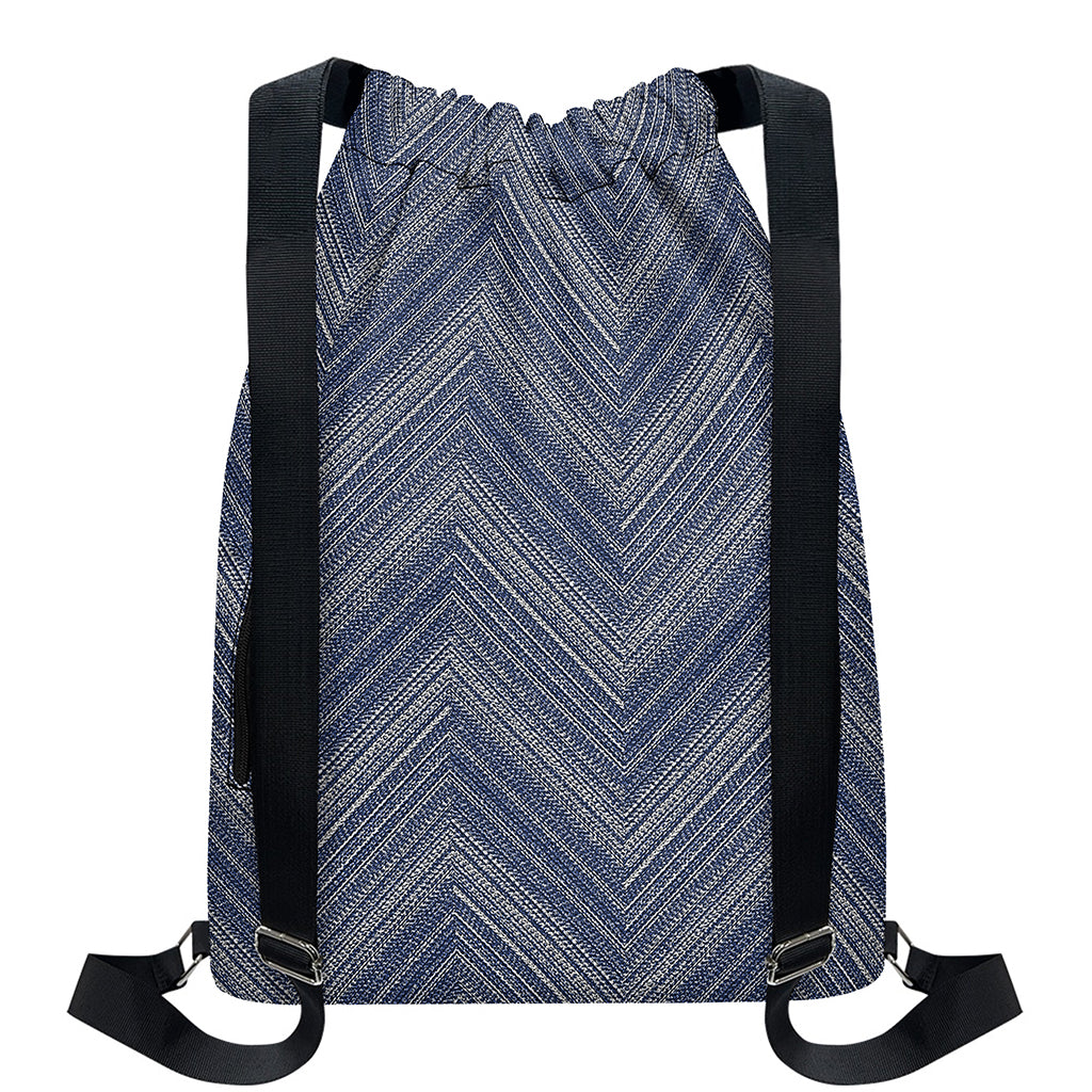 Native Denim Jeans Pattern Print Drawstring Backpack