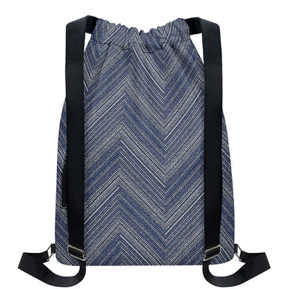 Native Denim Jeans Pattern Print Drawstring Backpack