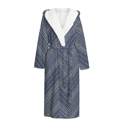 Native Denim Jeans Pattern Print Hooded Bathrobe