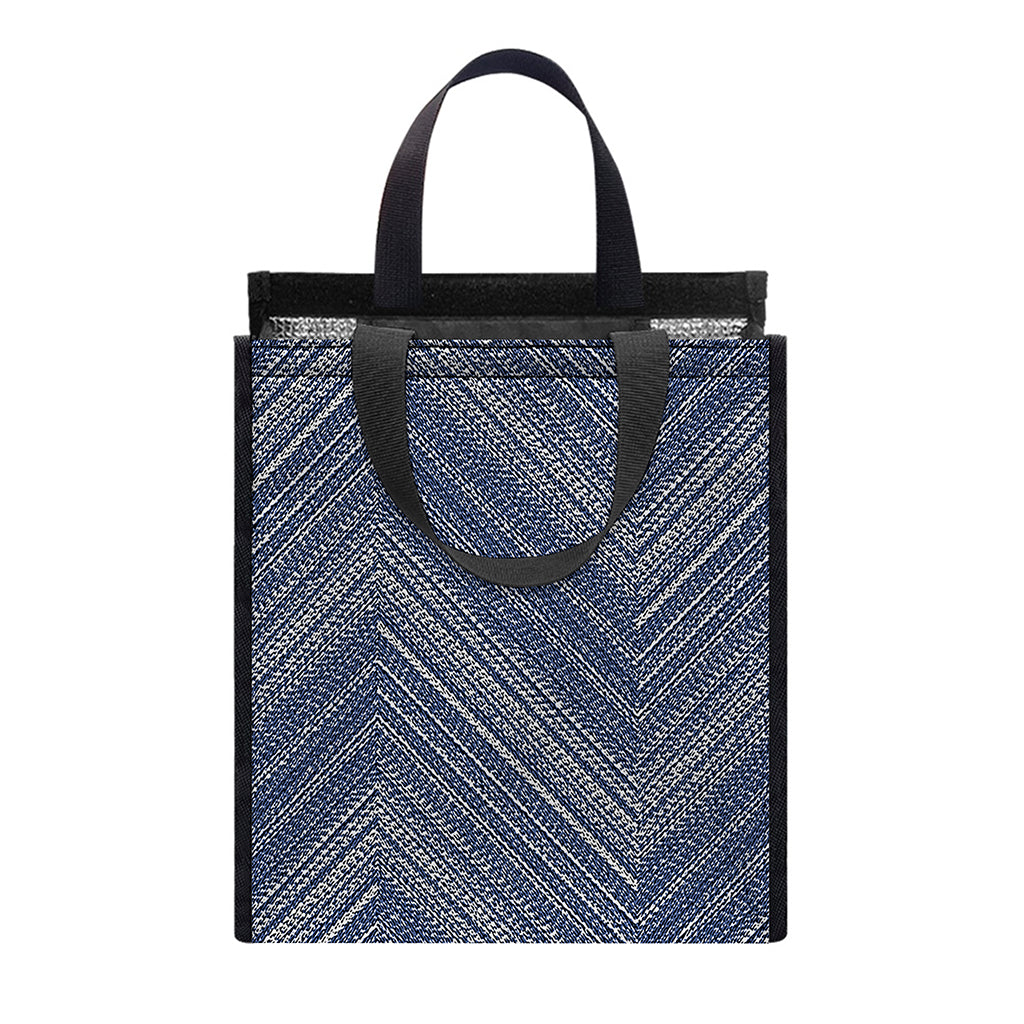 Native Denim Jeans Pattern Print Insulated Lunch Tote