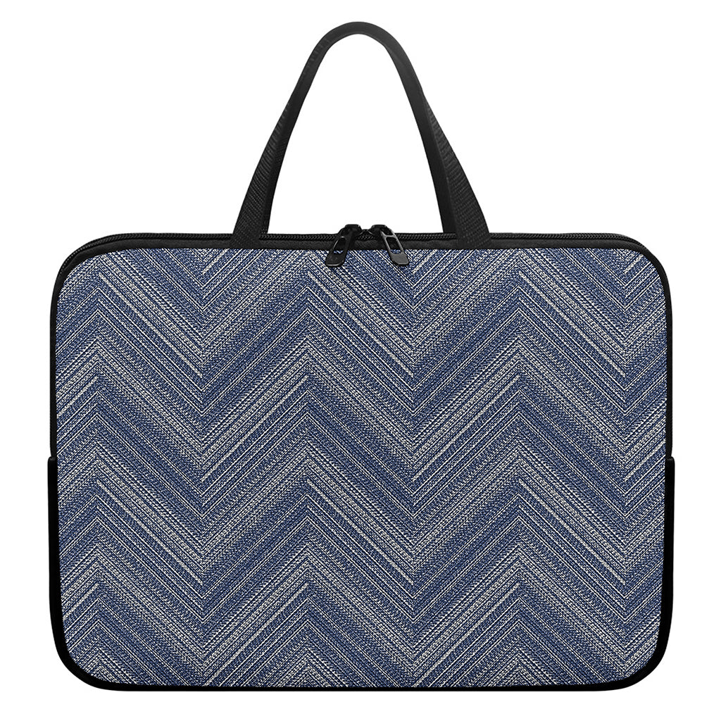 Native Denim Jeans Pattern Print Laptop Sleeve With Handle