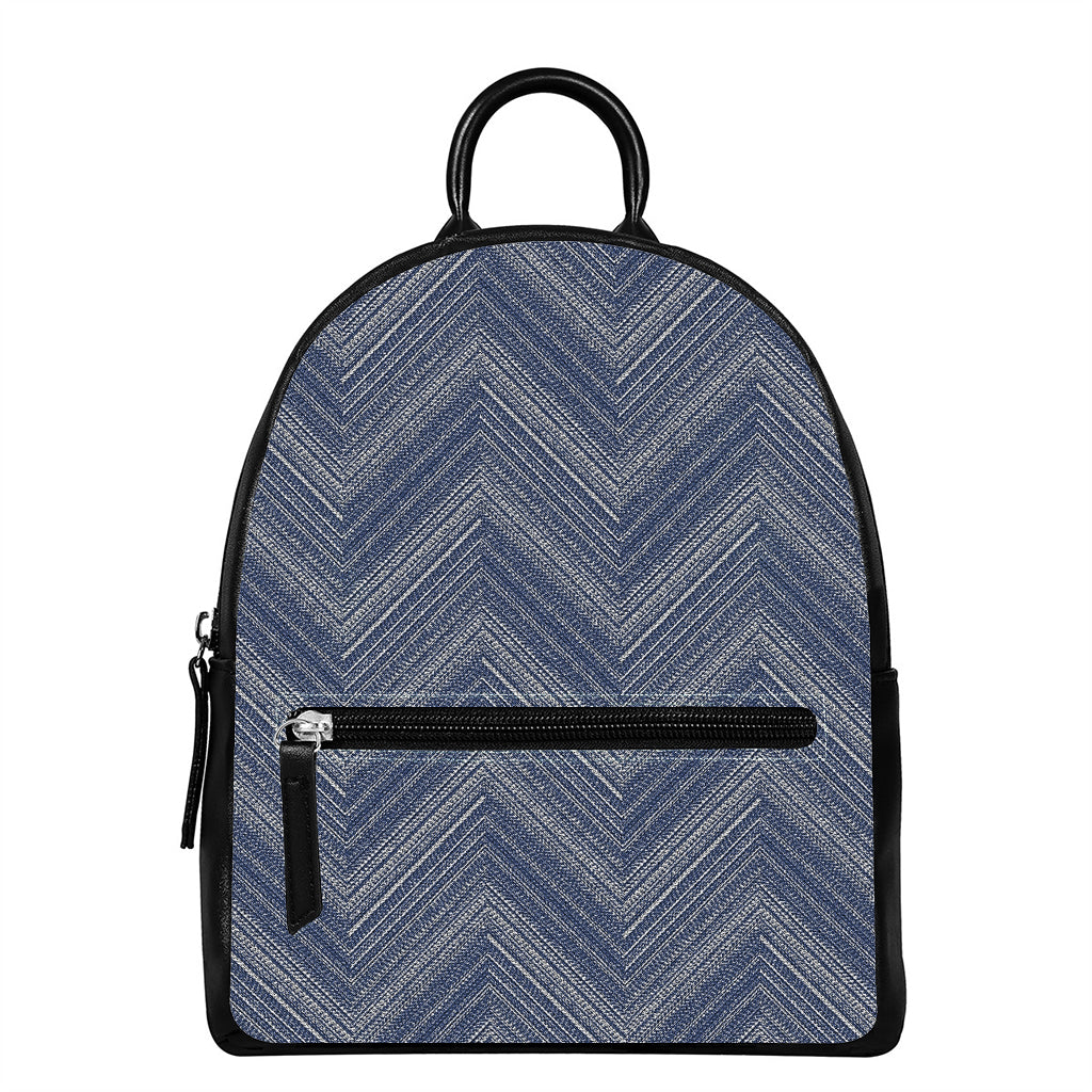 Native Denim Jeans Pattern Print Leather Backpack