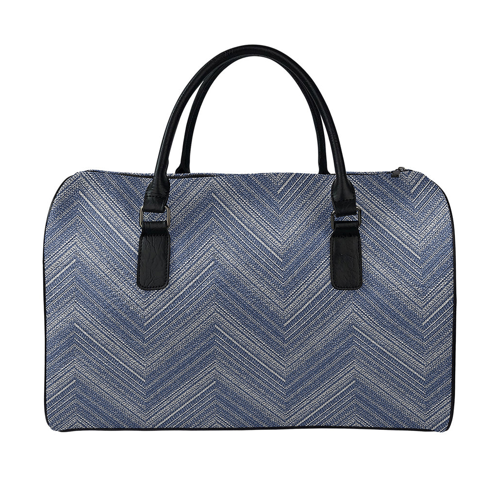 Native Denim Jeans Pattern Print Leather Duffle Bag