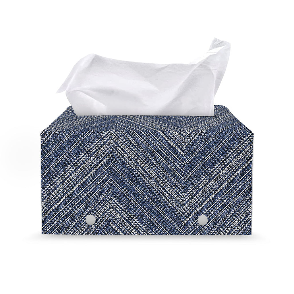 Native Denim Jeans Pattern Print Leather Tissue Box Cover