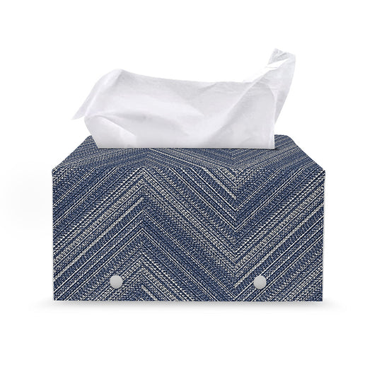 Native Denim Jeans Pattern Print Leather Tissue Box Cover