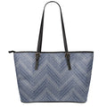 Native Denim Jeans Pattern Print Leather Tote Bag With Zipper