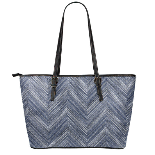Native Denim Jeans Pattern Print Leather Tote Bag
