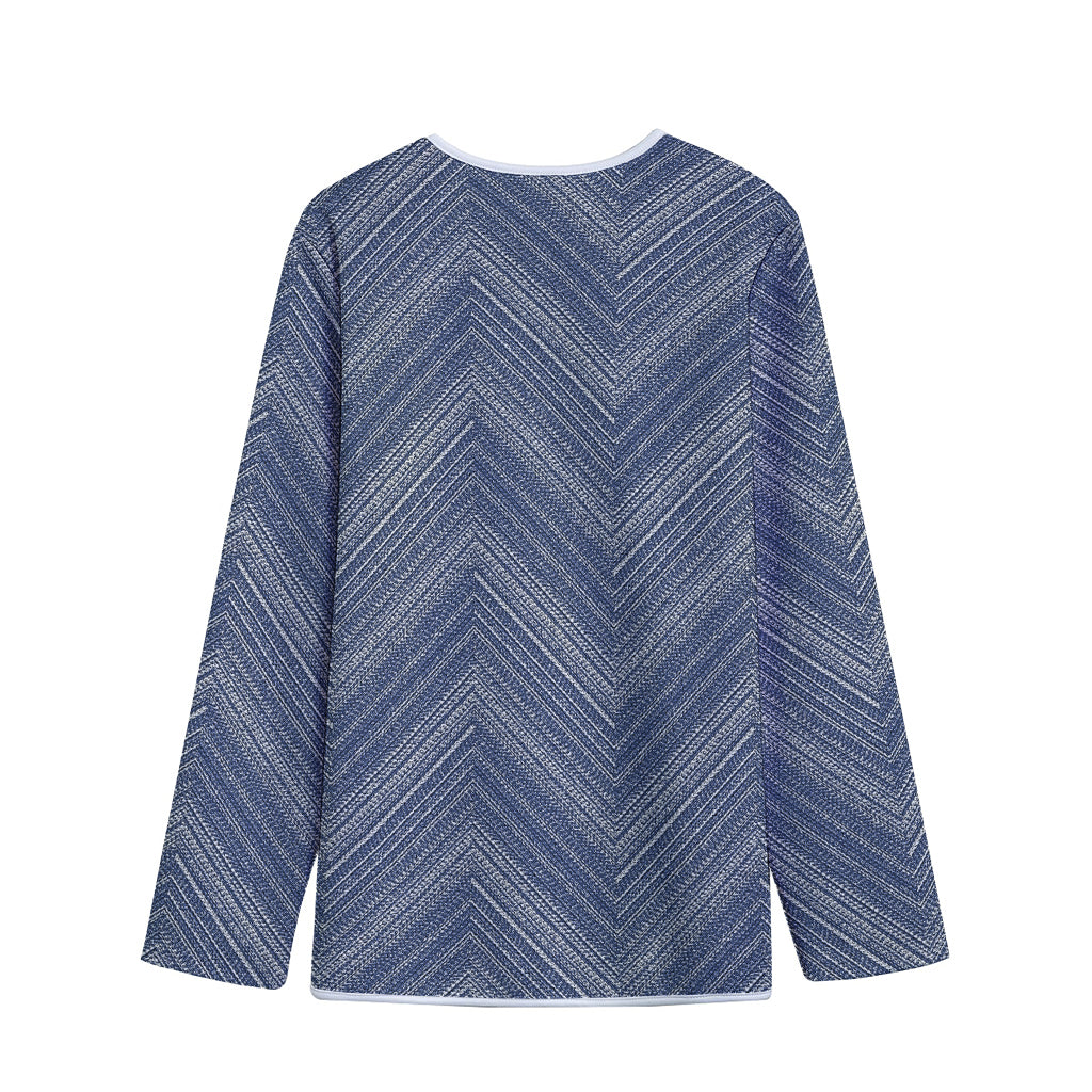 Native Denim Jeans Pattern Print Long Sleeve Short Coat