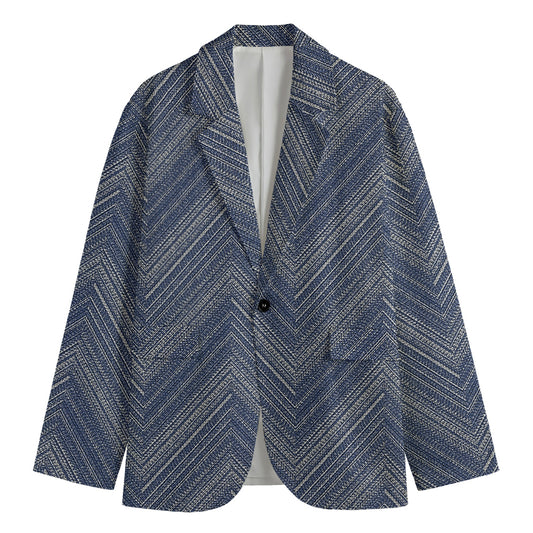 Native Denim Jeans Pattern Print Men's Cotton Blazer
