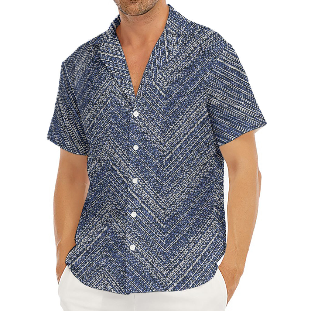 Native Denim Jeans Pattern Print Men's Deep V-Neck Shirt