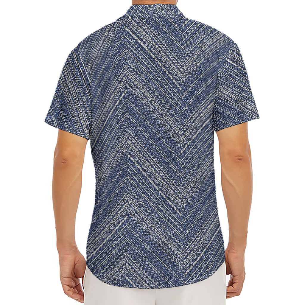 Native Denim Jeans Pattern Print Men's Deep V-Neck Shirt