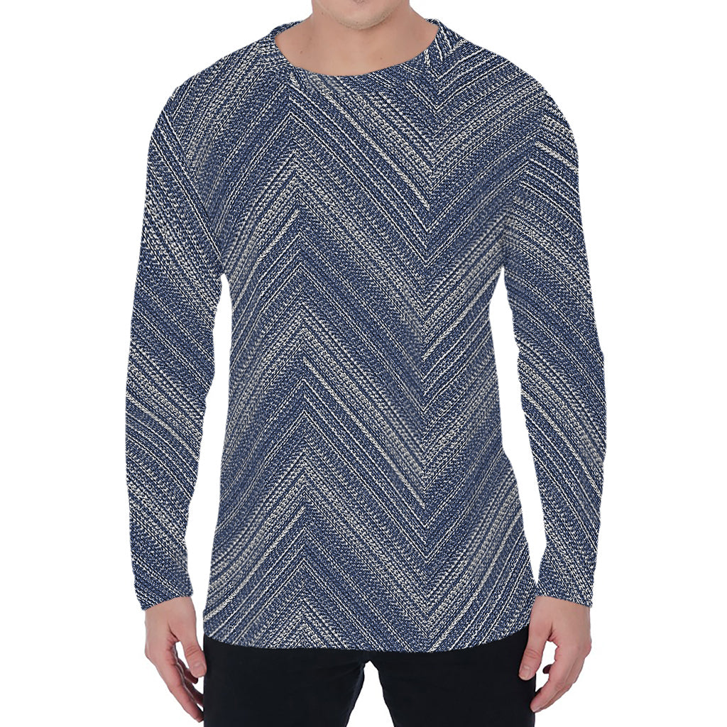 Native Denim Jeans Pattern Print Men's Long Sleeve T-Shirt