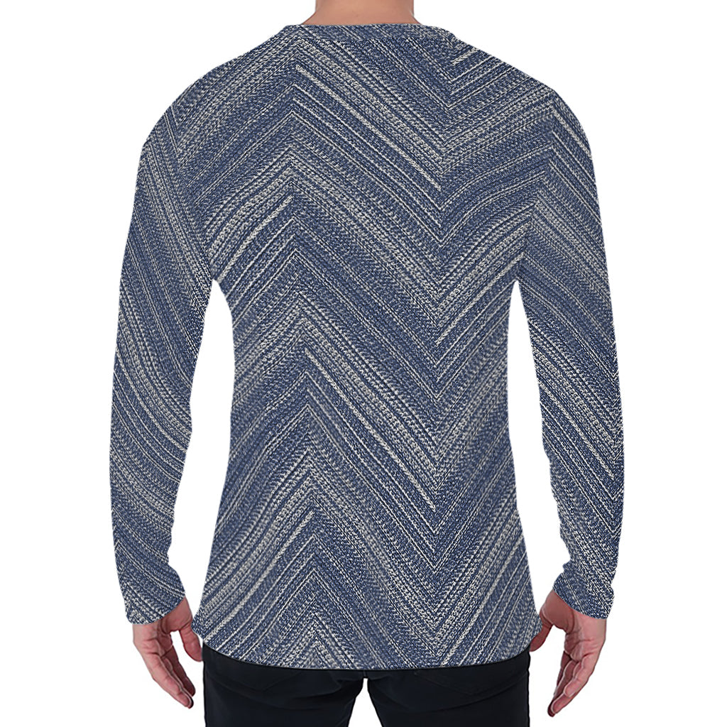 Native Denim Jeans Pattern Print Men's Long Sleeve T-Shirt