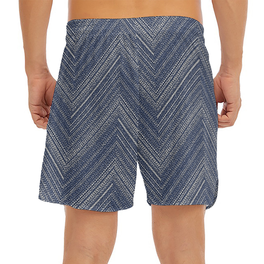 Native Denim Jeans Pattern Print Men's Split Running Shorts