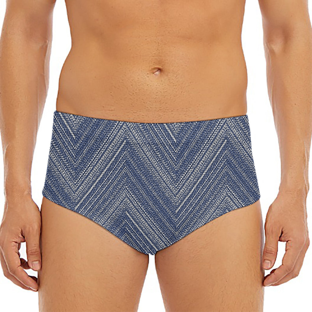 Native Denim Jeans Pattern Print Men's Triangle Swim Briefs