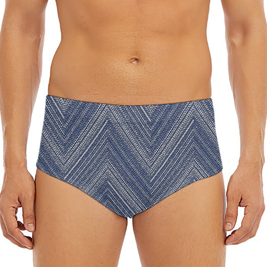 Native Denim Jeans Pattern Print Men's Triangle Swim Briefs