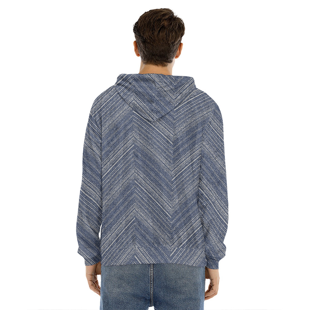 Native Denim Jeans Pattern Print Men's Velvet Pullover Hoodie