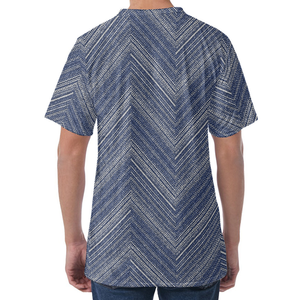 Native Denim Jeans Pattern Print Men's Velvet T-Shirt
