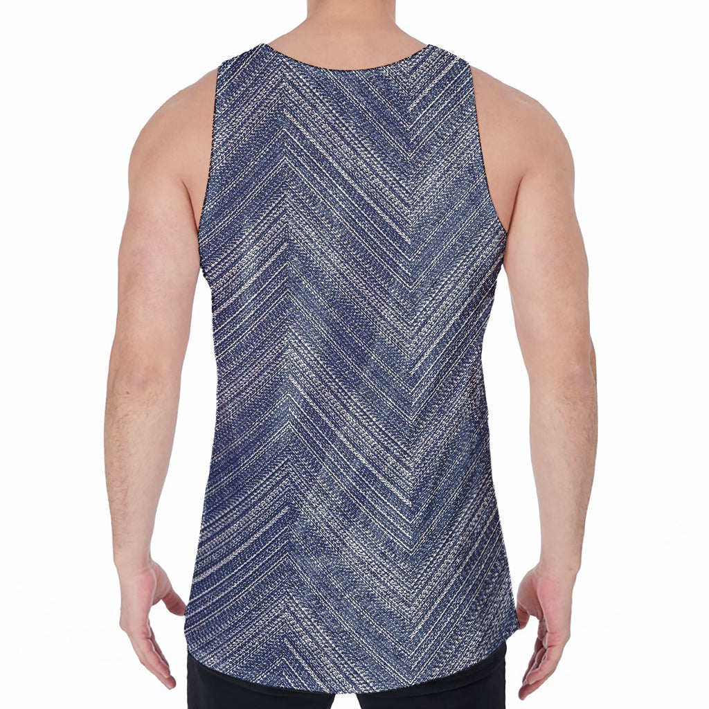 Native Denim Jeans Pattern Print Men's Velvet Tank Top