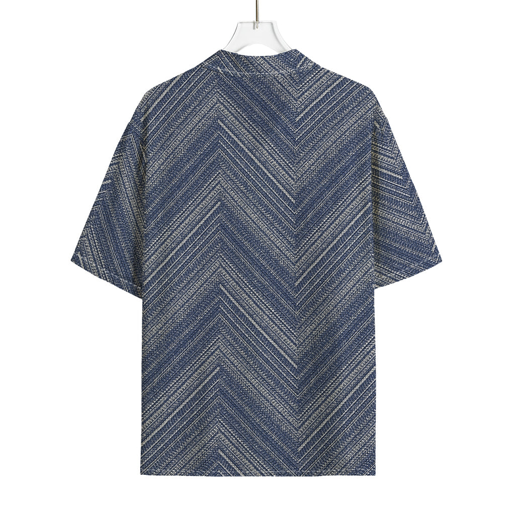 Native Denim Jeans Pattern Print Rayon Hawaiian Shirt