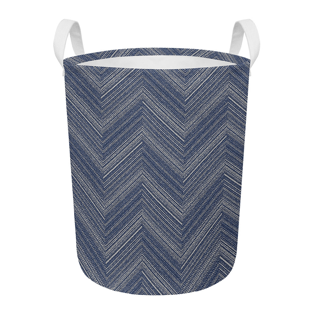 Native Denim Jeans Pattern Print Round Laundry Basket