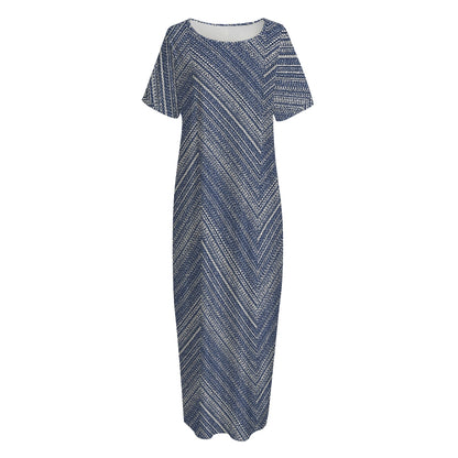 Native Denim Jeans Pattern Print Short Sleeve Long Nightdress