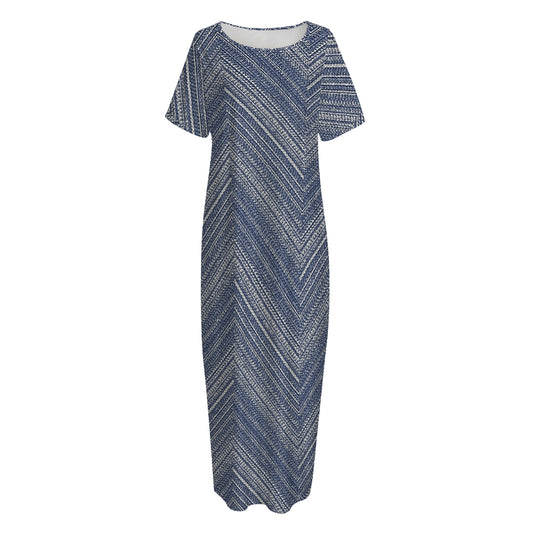 Native Denim Jeans Pattern Print Short Sleeve Long Nightdress