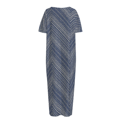 Native Denim Jeans Pattern Print Short Sleeve Long Nightdress